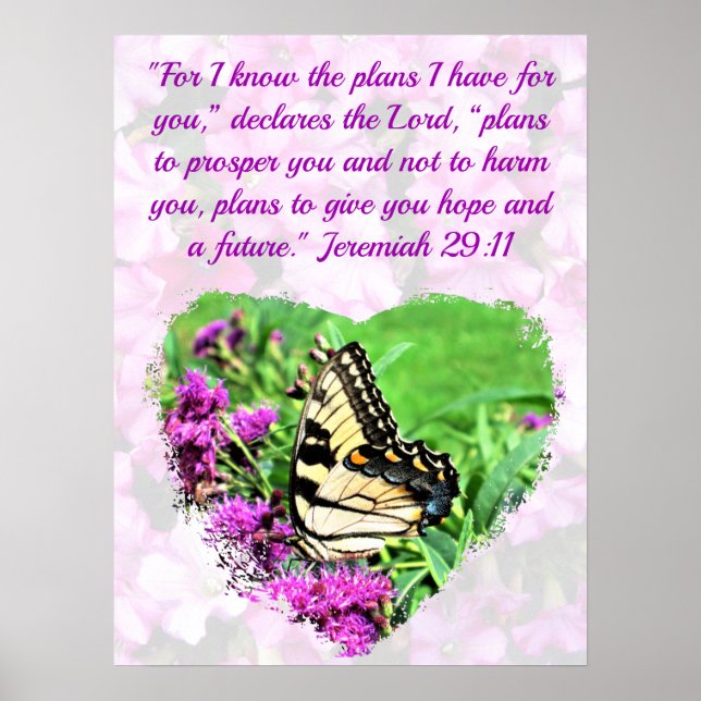 BLOMMIGT OCH BUTTERFLY JEREMIAH 29:11 VERSE POSTER (Framsidan)