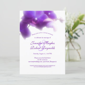 Blommigt och Elegant Lila Orchid Virtuella Bröllop Inbjudningar