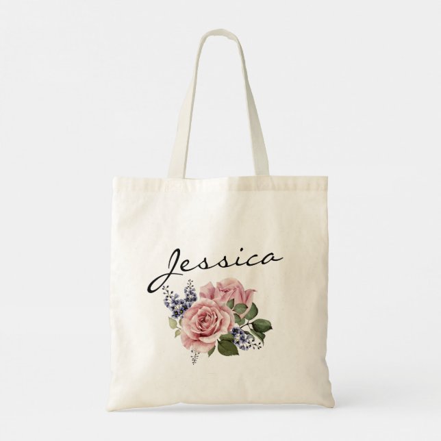 Blommigt och Elegant Sister Maid of honor Tote Bag Tygkasse (Baksida)
