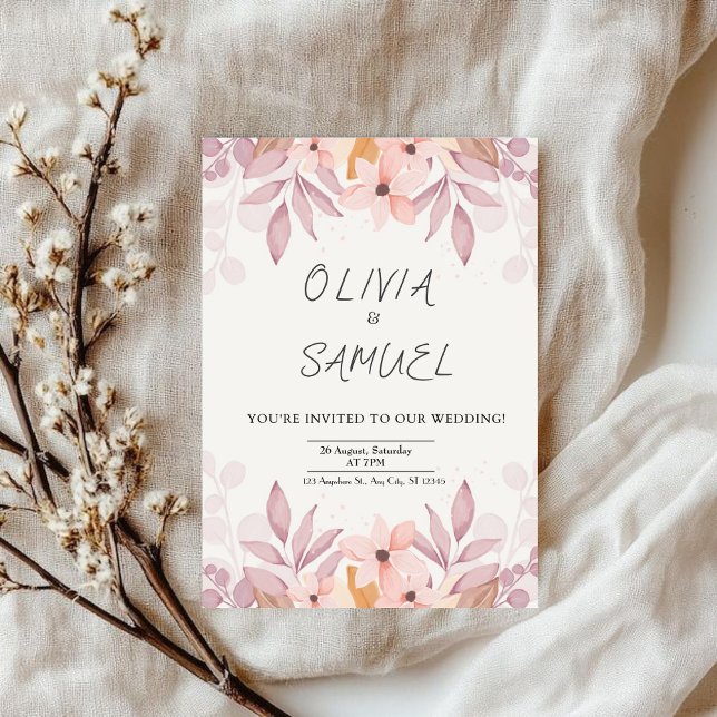 blommigt och enkel inbjudan till bröllopsinbjudan (floral & simple Invitation wedding)