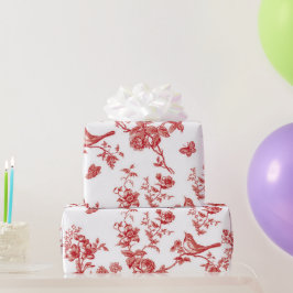 Blommigt och fågellister presentpapper