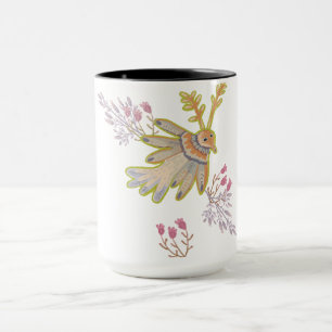 blommigt och fåglar mugg