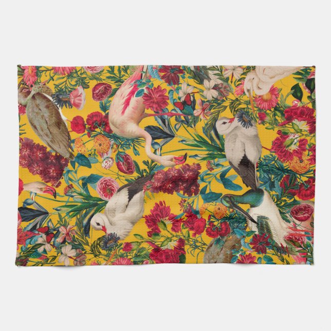 BLOMMIGT OCH FÅGLAR XVIII KÖKSHANDDUK (Horisontell)