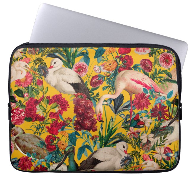 BLOMMIGT OCH FÅGLAR XVIII LAPTOP FODRAL (Framsidan)