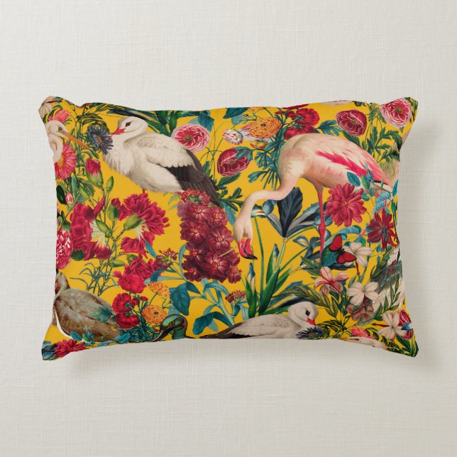 BLOMMIGT OCH FÅGLAR XVIII PRYDNADSKUDDE (Framsidan)