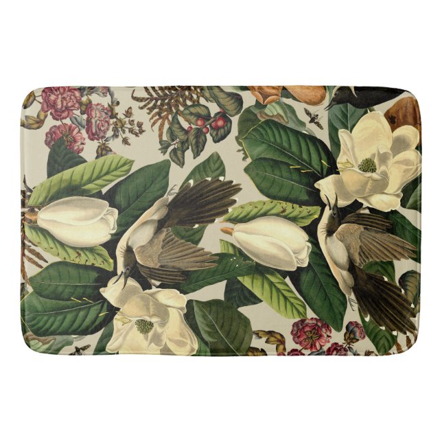 Blommigt och fåglar Xxi-ii Badrumsmatta (Framsidan)