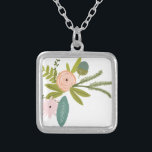 Blommigt och fauna silverpläterat halsband<br><div class="desc">Blommigt and Fauna Vintage Flora and Fauna Bröllop Any Färg for Zig Zag Chevron Background - ersätt rosa med valfritt färg genom att klicka på Custze (anpassa) och redigera. Använda det sista verktyg på rullgardinsmenyn om du vill byta till vilken anpassningsbar som helst färg för att matcha din Bröllop Färger...</div>