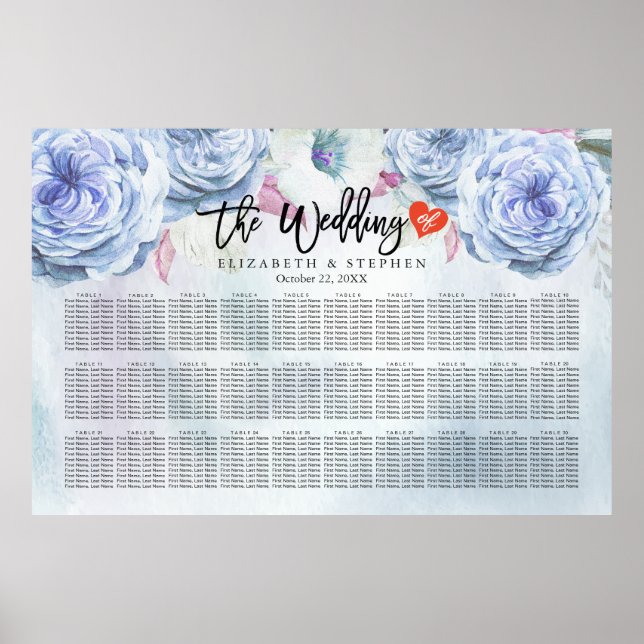 Blommigt och fjädrar för vattenfärgen i bröllop poster (Framsidan)