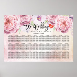 Blommigt och fjädrar för vattenfärgen i bröllop poster