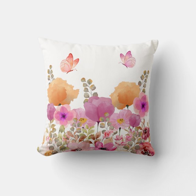 Blommigt och fjäril kudde (Framsida)