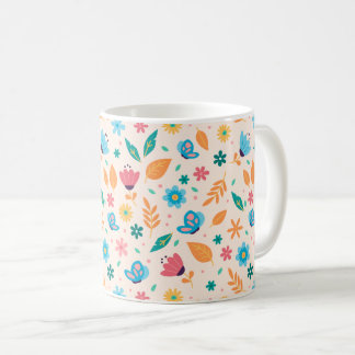 Blommigt och fjäril Mönster Kaffemugg