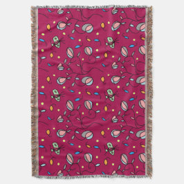 Blommigt och fjäril roligt, sömlös rosa mönster filt