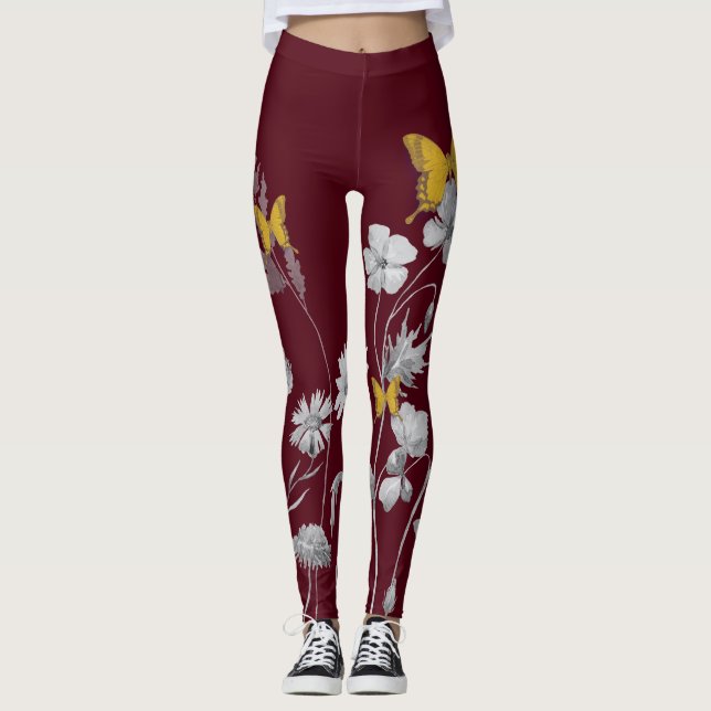 Blommigt- och fjärilspapper leggings (Framsida)