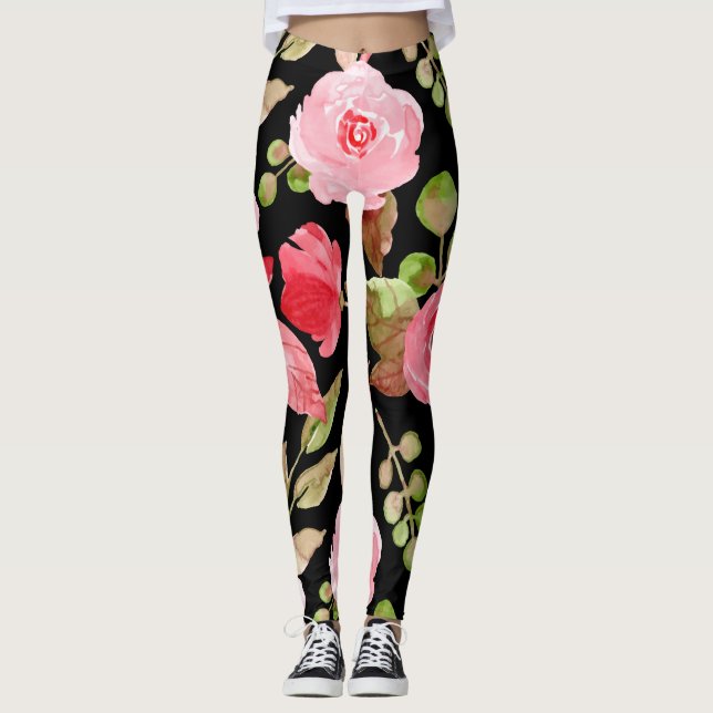 Blommigt och glamor, sömlös Mönster färgstark Leggings (Framsida)