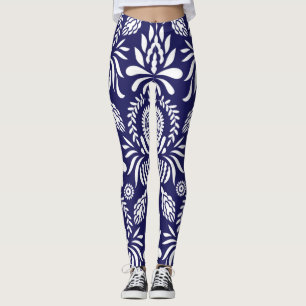 Blommigt och glödande sjölöst Mönster så klåda Leggings