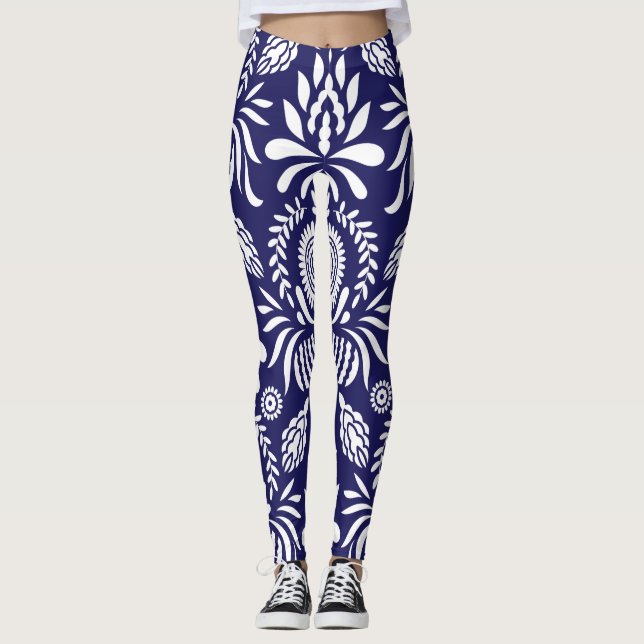 Blommigt och glödande sjölöst Mönster så klåda Leggings (Framsida)