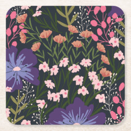 Blommigt och glödande, sömlösa Mönster naturliga f Underlägg Papper Kvadrat