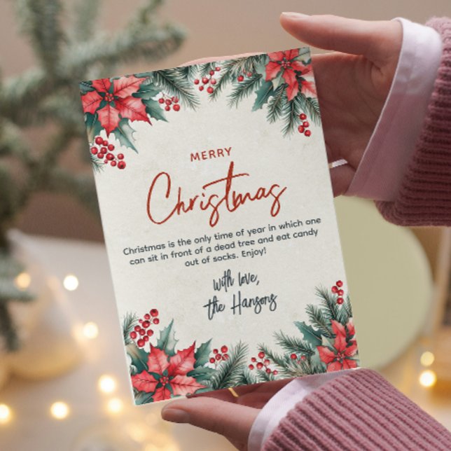 Blommigt och Gräs brunches God jul Anpassningsbar Julkort (Skapare uppladdad)