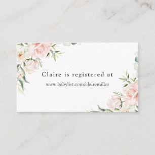 Blommigt och Grey Baby Shower-register Tilläggskort
