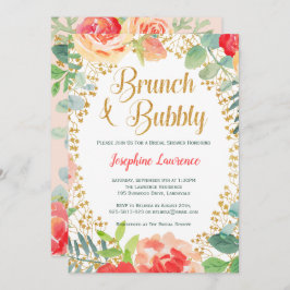 Blommigt och Guld Glitter Brunch Möhippa Inbjudan