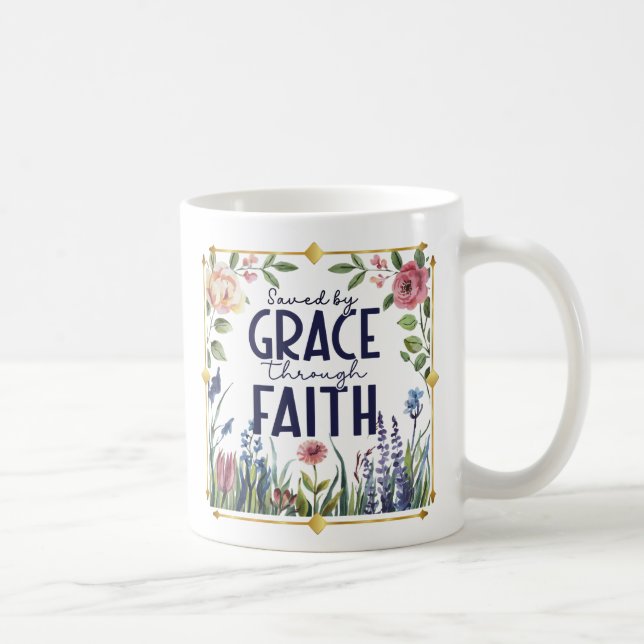 Blommigt och Guld Sparad av Faith Kaffemugg (Höger)