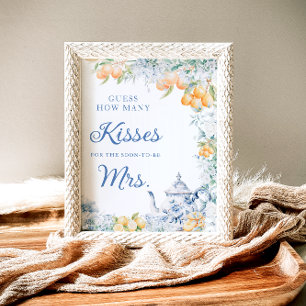 Blommigt och Lemons hur många Kisses Möhippa-spel Poster