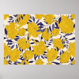 blommigt och löv sömlös mönster poster