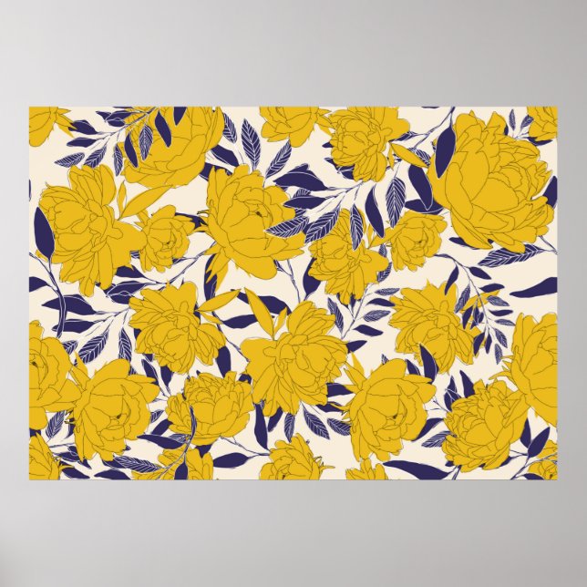 blommigt och löv sömlös mönster poster (Framsidan)