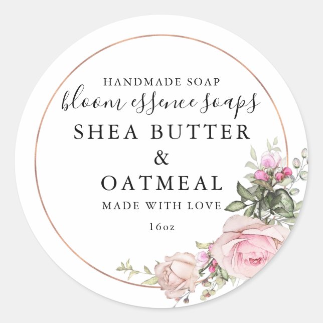 Blommigt och olja | Soap Sticker Runt Klistermärke (Framsida)