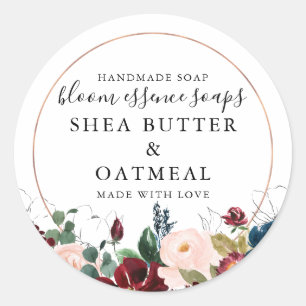 Blommigt och olja   Soap Sticker Runt Klistermärke