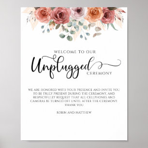 Blommigt och persiko-, opluggad Ceremonisk signat Poster