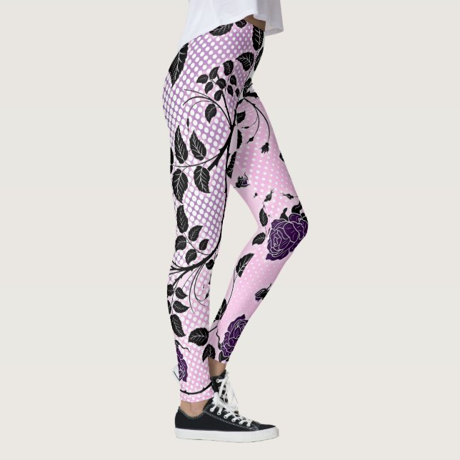 Blommigt och Polka dots Leggings (Höger)