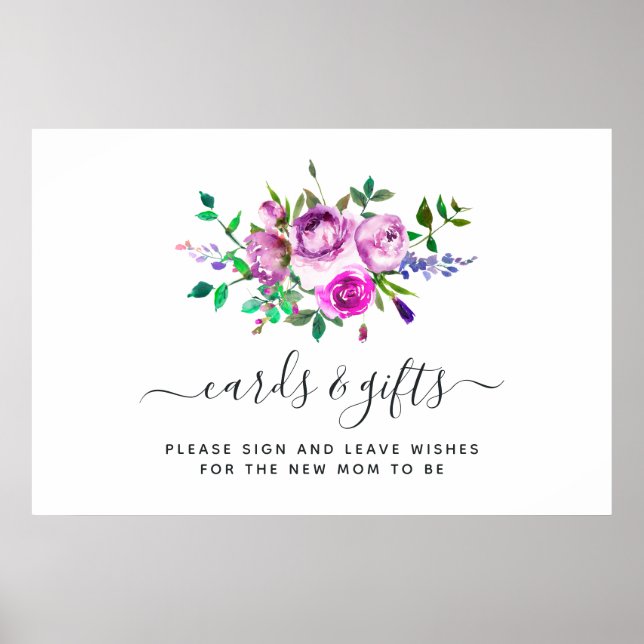 Blommigt- och presentkort för hett-Rosa-Poster Poster (Framsidan)