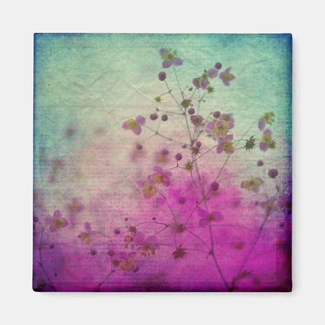 Blommigt och skript för lila av orkidéer magnet (Framsidan)