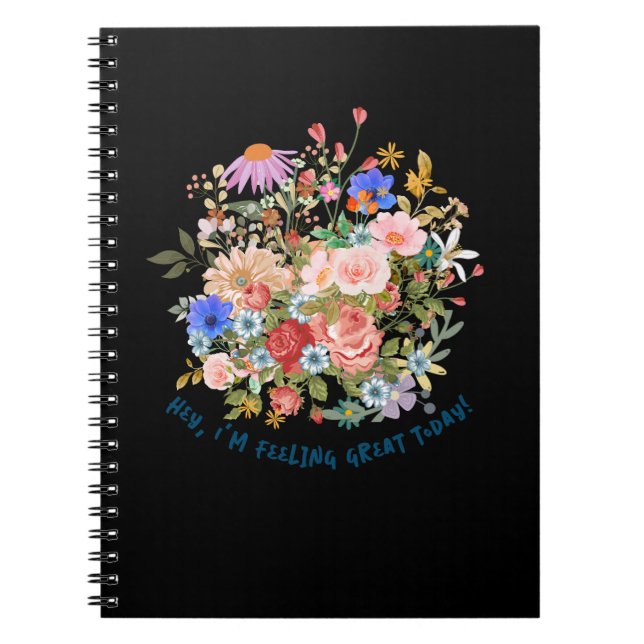 Blommigt och Slogan Graphic Anteckningsbok (Framsidan)