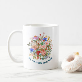 Blommigt och Slogan Graphic Kaffemugg