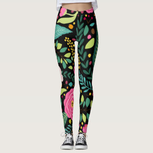 Blommigt och sömlös Mönster Cute Leggings