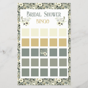 Blommigt Olive Blommars Möhippa Bingo Flygblad