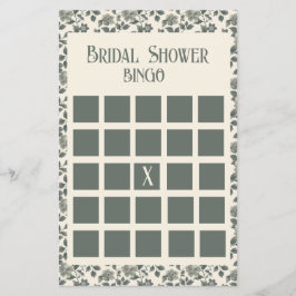 Blommigt Olivolja Blommar i Grönt och grädde Flygblad