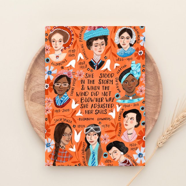 Blommigt om internationell kvinnodagshistorik tack kort (International Women's Day History Floral Quote Thank You Card)