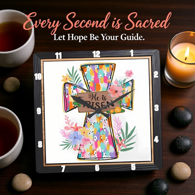 Blommigt om ljusAbstrakt han är upprest Kor Fyrkantig Klocka (Skapare uppladdad)