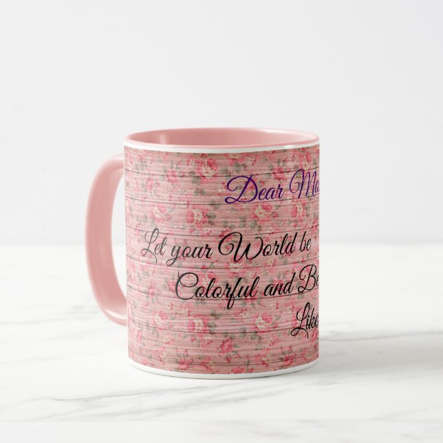 Blommigt om Populär anpassning av trä Mugg (Framsida vänster)