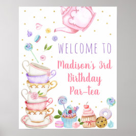 Blommigt om Rosa i Tea Party Poster