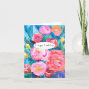 Blommigt om uttrycksfull Abstrakt Art Söt Birthday Kort