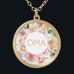 Blommigt Oma Gift Guldpläterat Halsband<br><div class="desc">Söt blommigt Oma-presenter har söt vattenfärgblommor och Oma i glittery guld text. En speciell gåva till Oma.</div>