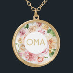 Blommigt Oma Gift Guldpläterat Halsband<br><div class="desc">Söt blommigt Oma-presenter har söt vattenfärgblommor och Oma i glittery guld text. En speciell gåva till Oma.</div>