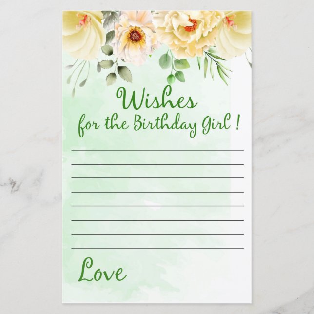 Blommigt Önskemål för födelsedagsflickan (Framsida)