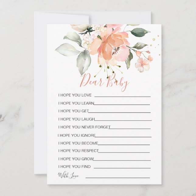 Blommigt Önskemål för inbjudan till babyskor (Framsida)