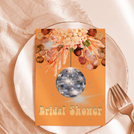 Blommigt Orange Disco Boll Möhippa Inbjudningar