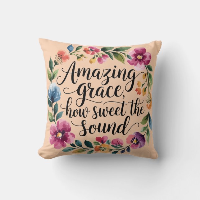 Blommigt Orange Fantastisk Grace Kudde (Framsida)